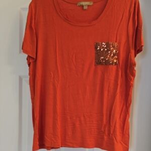 Ellen Tracy Orange Sequin Tshirt